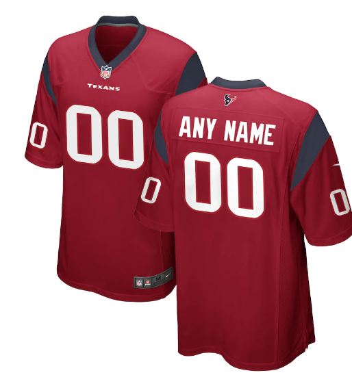 Men's Houston Texans Customized Red Alternate Game Jersey